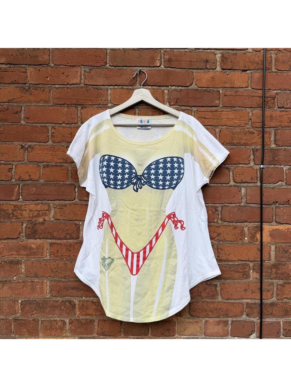 Vintage my bikini American flag Venice beach t shirt OS/XL